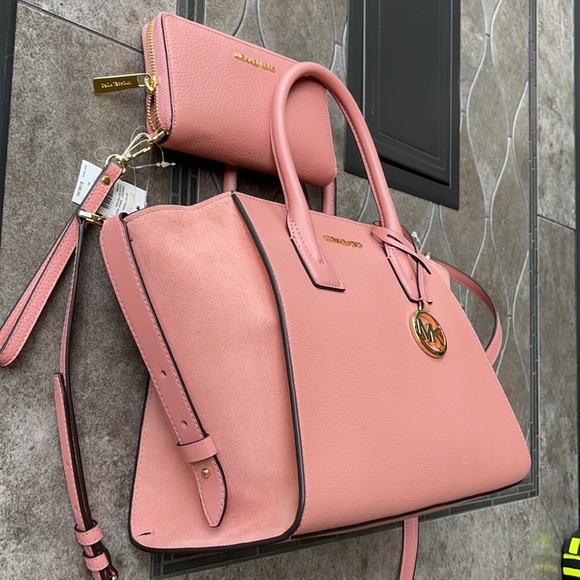 Michael Kors Avril Top Zip Satchel Shoulder Bag & Flat MF Phone Case Wallet - Picture 3 of 16